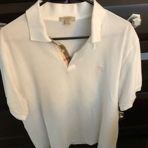 Large Burberry Brit White Polo Shirt short sleeve